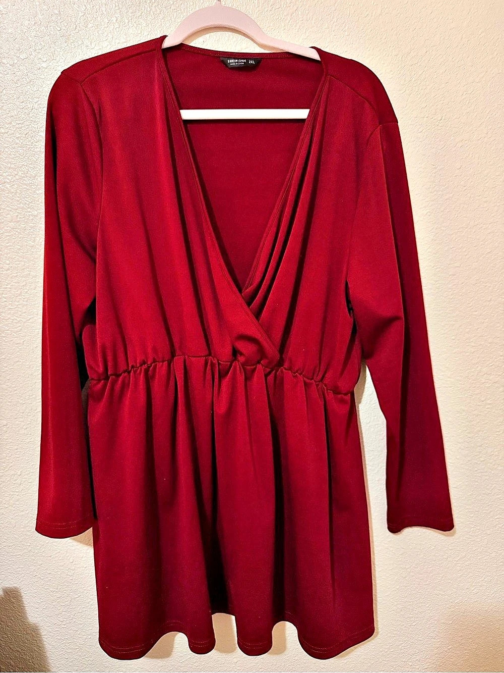 SHEIN CURVE Long Sleeve Mini Dress in Red 2XL Like New